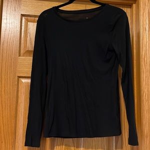 A New Day Solid Black Long Sleeve Pima Cotton Crewneck Shirt Size medium